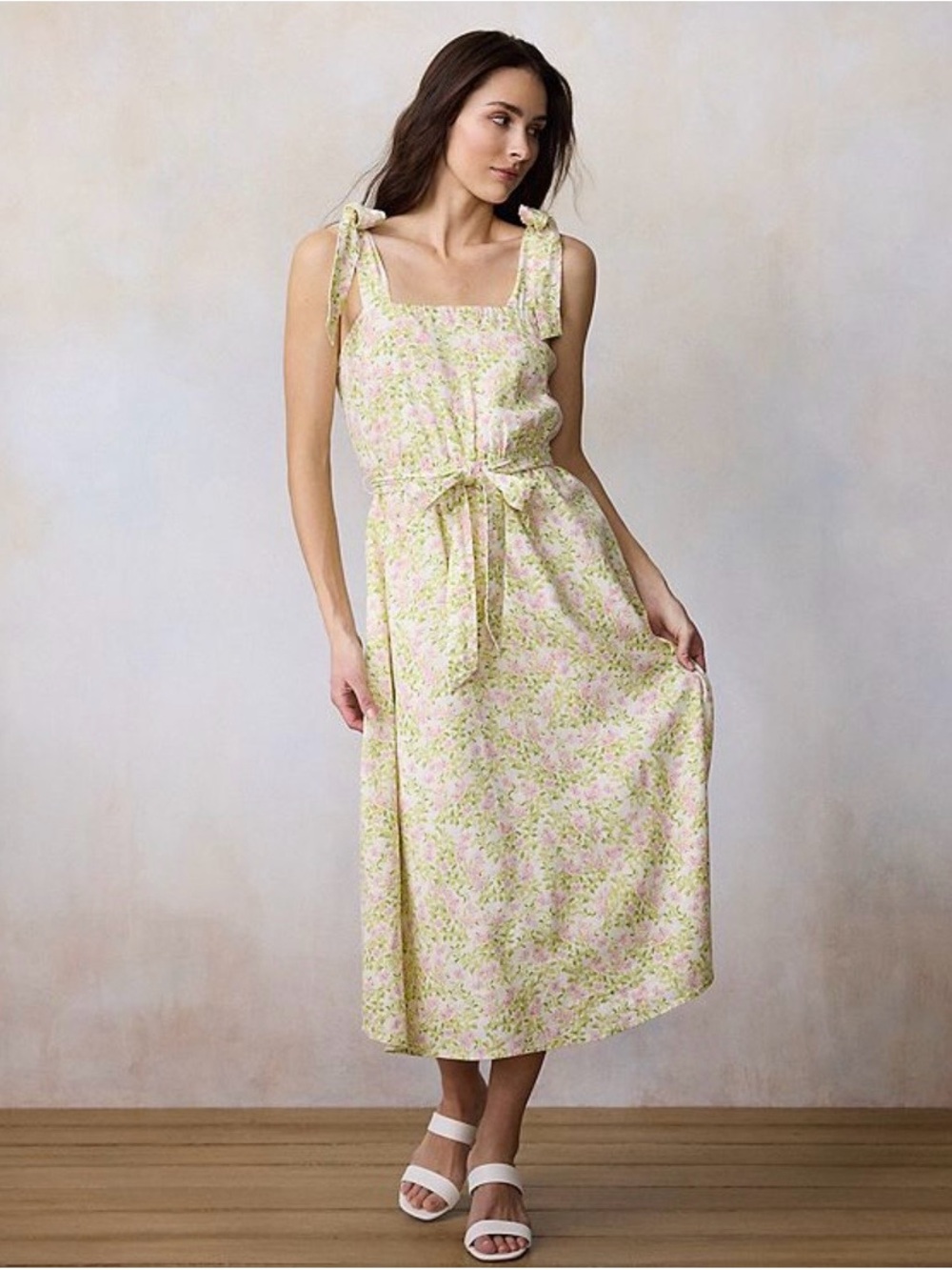 NEW…LC Lauren Conrad Floral Tie-Shoulder Midi Dress